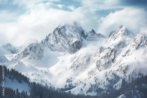 Snowy Winter Mountain Peaks © corey