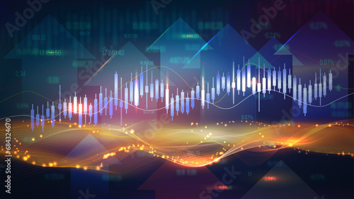 Financial trade concept. Stock market and exchange. Candle stick graph chart.