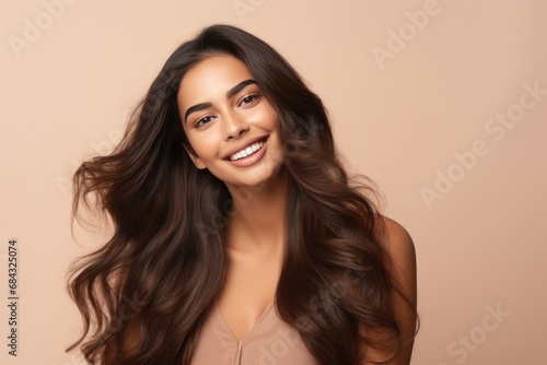 Smiling Beauty: Premium Hair Care Advertisement generative ai   © RamvijayB