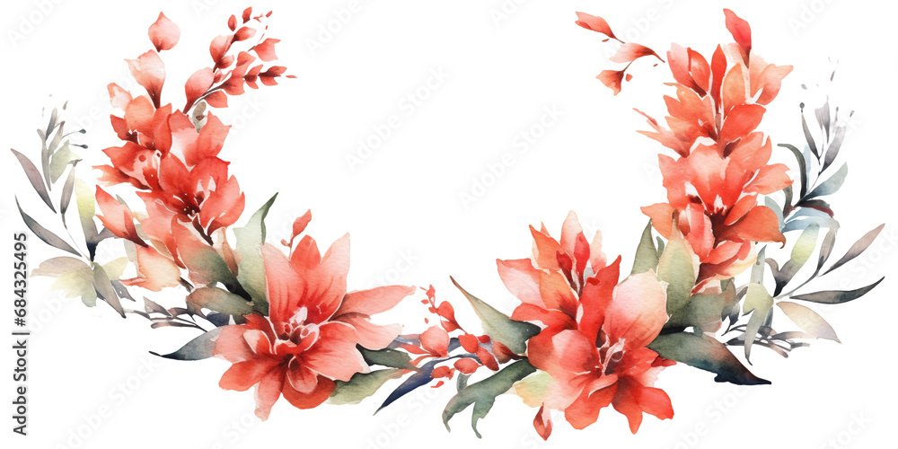 bouquet of red gladioli flowers in watercolor design isolated against transparent background bouquet of red gladioli flowers in watercolor design isolated against transparent background