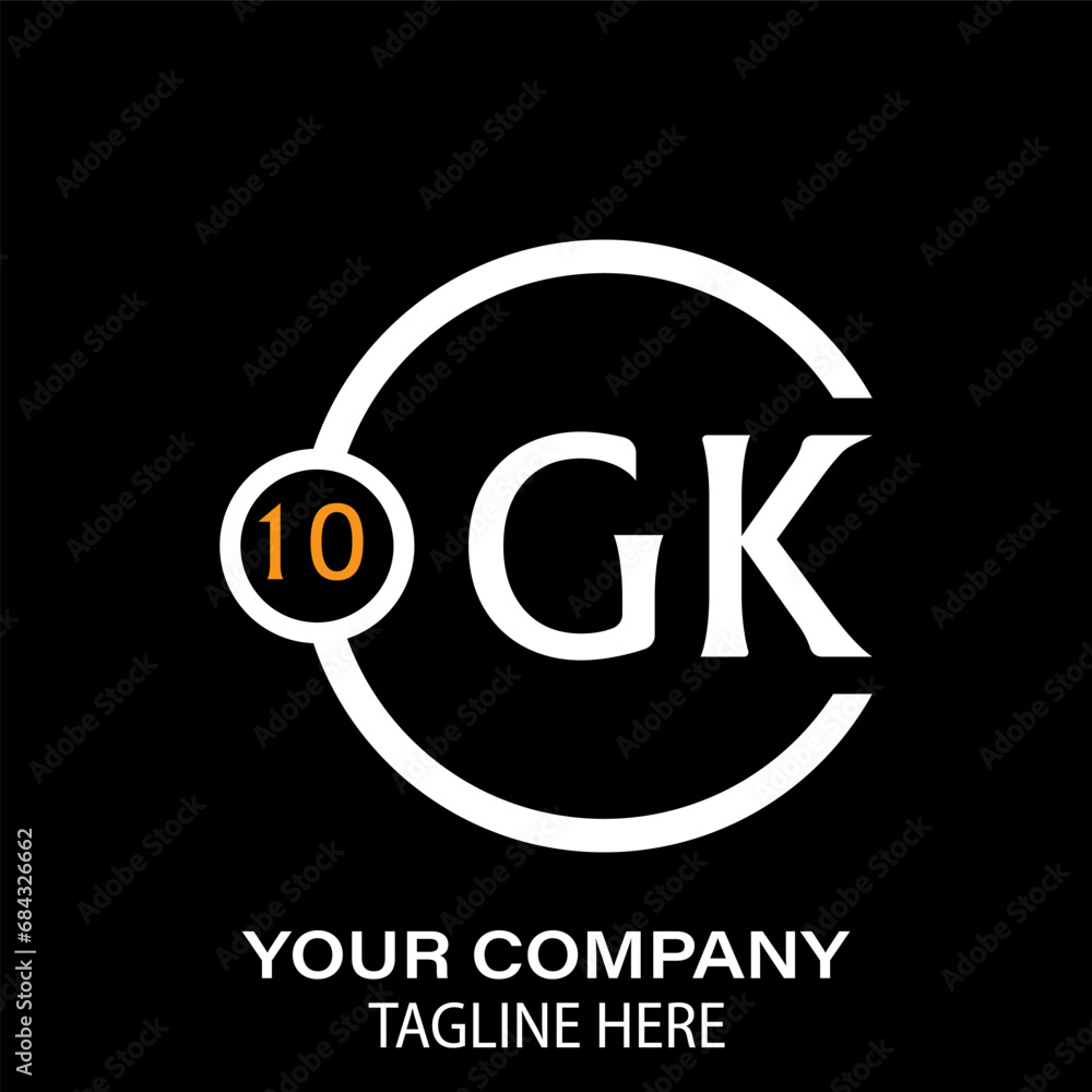 Obraz premium Gk Letter Logo design. black background.