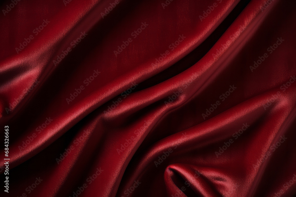 Elegant folds of a smooth deep red burgundy vinous satin velvet fabric with shadows and highlights background. Textile drapery concept Elegant folds of a smooth deep red burgundy vinous satin velvet fabric with shadows and highlights background. Textile drapery concept
