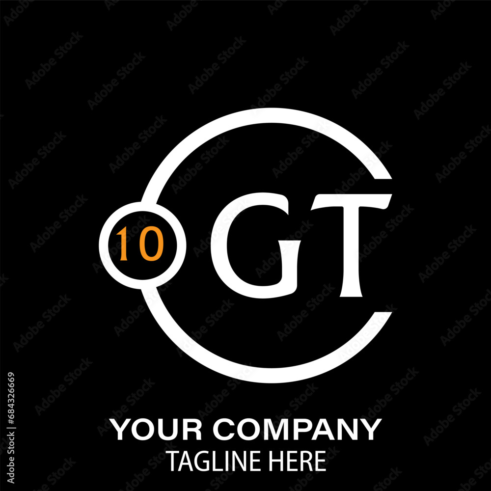 Obraz premium Gt Letter Logo design. black background.