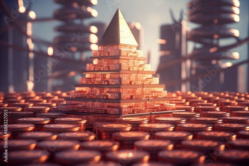 gold geodesic structures with a pyramid photo