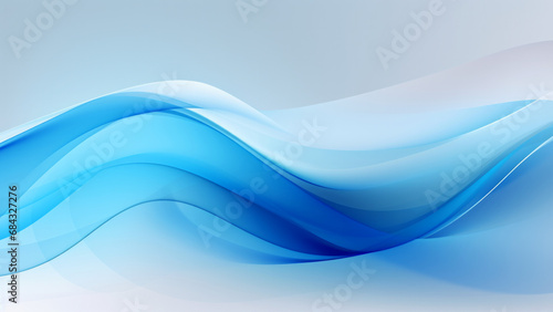 Abstract light blue waves design with smooth curves and soft shadows on clean modern background. Fluid gradient motion of dynamic lines on minimal backdrop