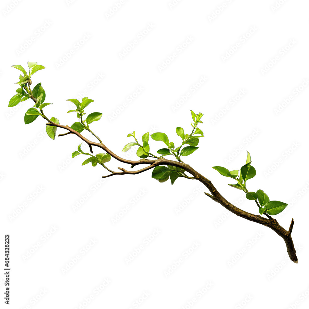Obraz premium Jungle Branch With Plants. Isolated on a Transparent Background. Cutout PNG.