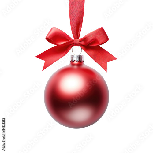 Red Christmas ball decoration baubles isolated on transparent background.
