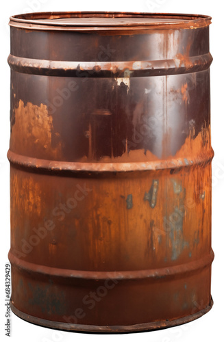 Old rusty barrel isolated transparent png