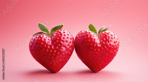Two heart shaped strawberries