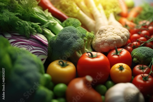 A close-up shot showcasing a variety of fresh and vibrant vegetables. Perfect for food blogs, healthy eating articles, and recipe websites.