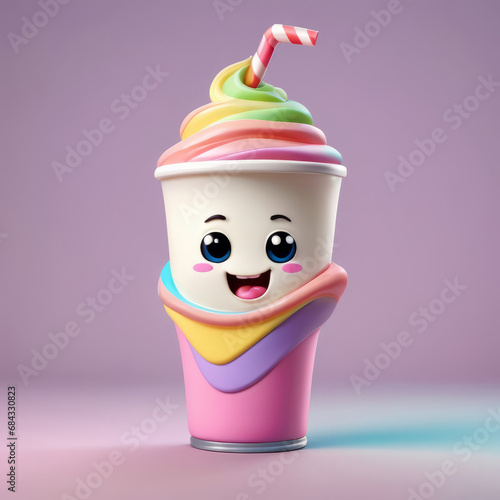 Soft and Squishy Friendly Milkshake with Straw Chocolate Colorful Anthropomorphic Cartoon 3D Character Soft Pop Figure