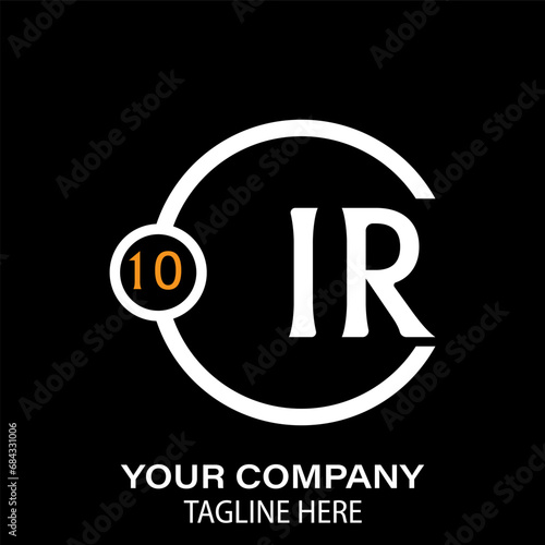 Ir Letter Logo design. black background.