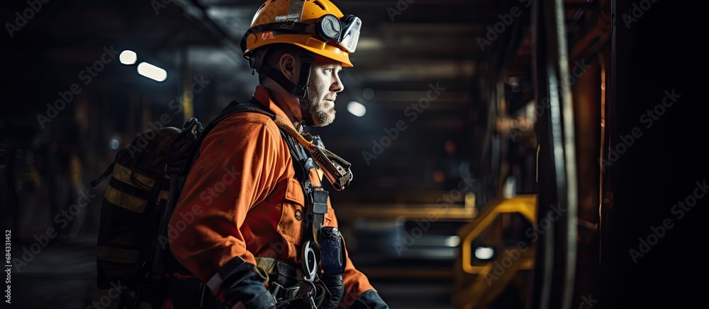 A rope access NDT inspector doing maintenance inspection at a Perth mine site wearing safety gear.