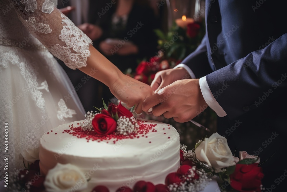 A picture of a bride and groom cutting their wedding cake. Perfect for wedding blogs and articles about wedding traditions. A picture of a bride and groom cutting their wedding cake. Perfect for wedding blogs and articles about wedding traditions.