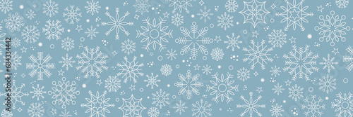 Winter and Christmas background with snowflakes. Christmas background for greeting card. New year and Christmas greeting card. Blue background. Vector illustration