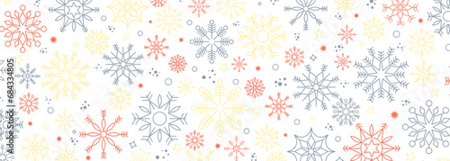 Winter and Christmas background with snowflakes. Christmas background for greeting card. New year and Christmas greeting card. White background. Vector illustration