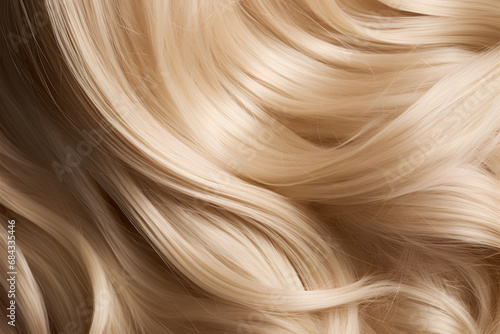 Close up of shiny long healthy blond hair photo