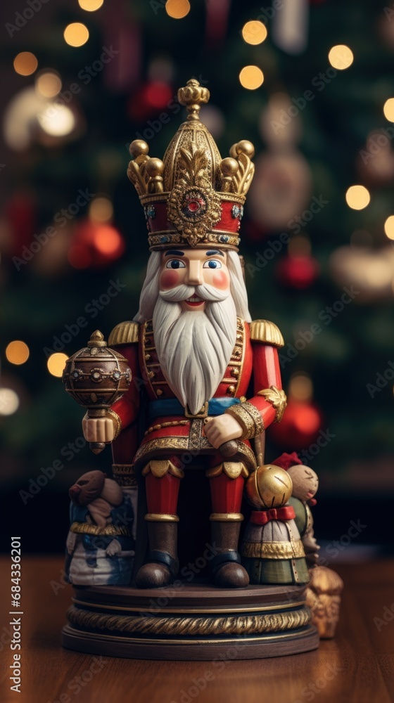 Fototapeta premium A figurine of a king sitting on a table