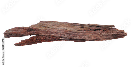 Old rotten branch isolated on white, clipping path