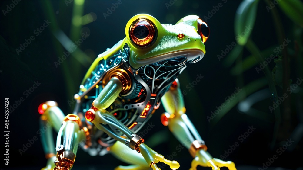 Grenouille colorée sautant pour attraper la mouche | Vecteur Premium