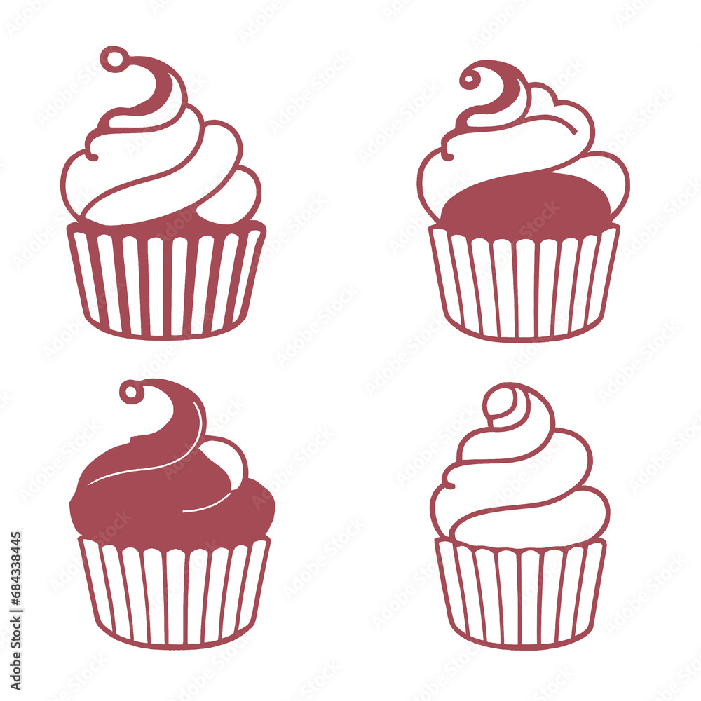 set of cupcake in variousset of cupcake in various style, outline icon style, outline icon set of cupcake in variousset of cupcake in various style, outline icon style, outline icon