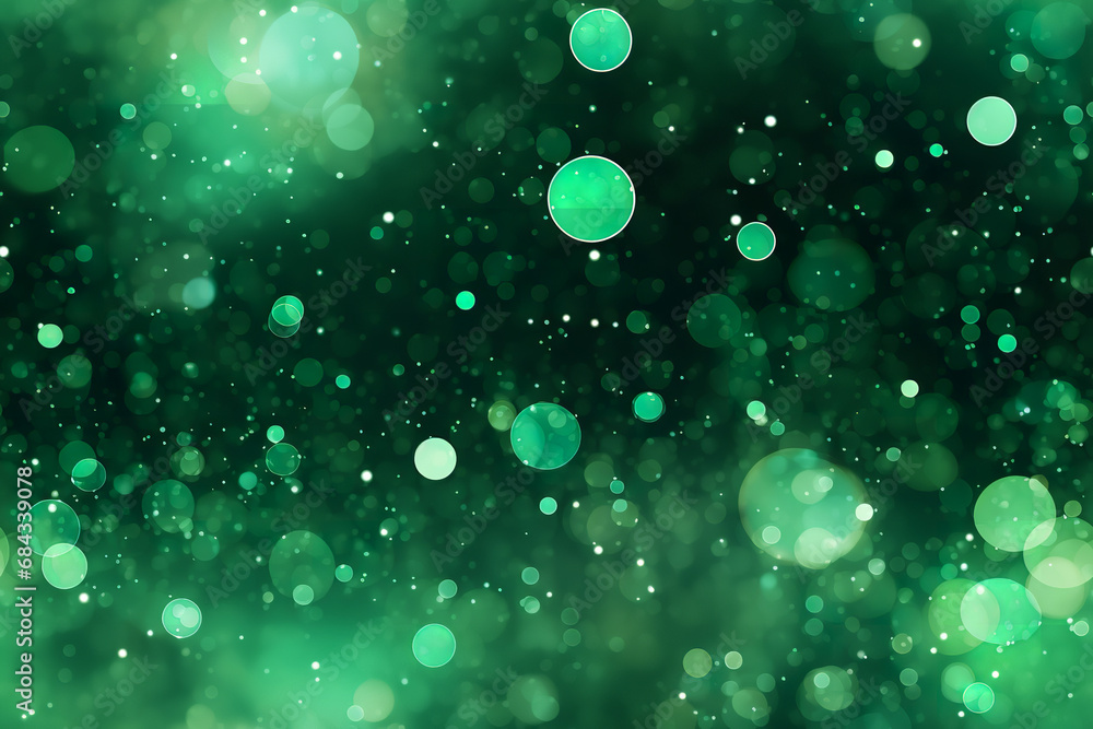 Green color bubble glitter bokeh background seamless pattern