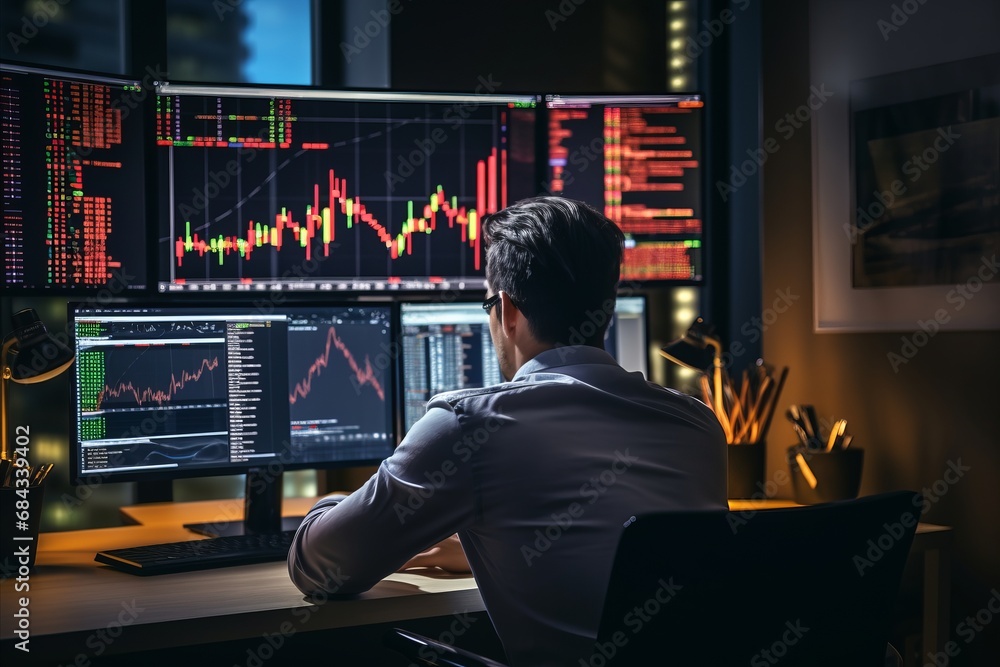 Diverse Crypto Traders Analyzing Reports for Potential Growth. Back View Perspective