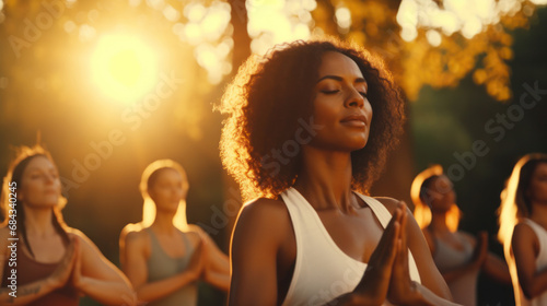 Portrait of happy senior woman practicing yoga outdoor with fitness class. Beautiful mature woman stretching her arms and looking at camera. Portrait of smiling lady with outstretched arms at park.