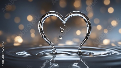 heart shaped water drop  A realistic water drops design, showing the creativity and the beauty of water.   photo
