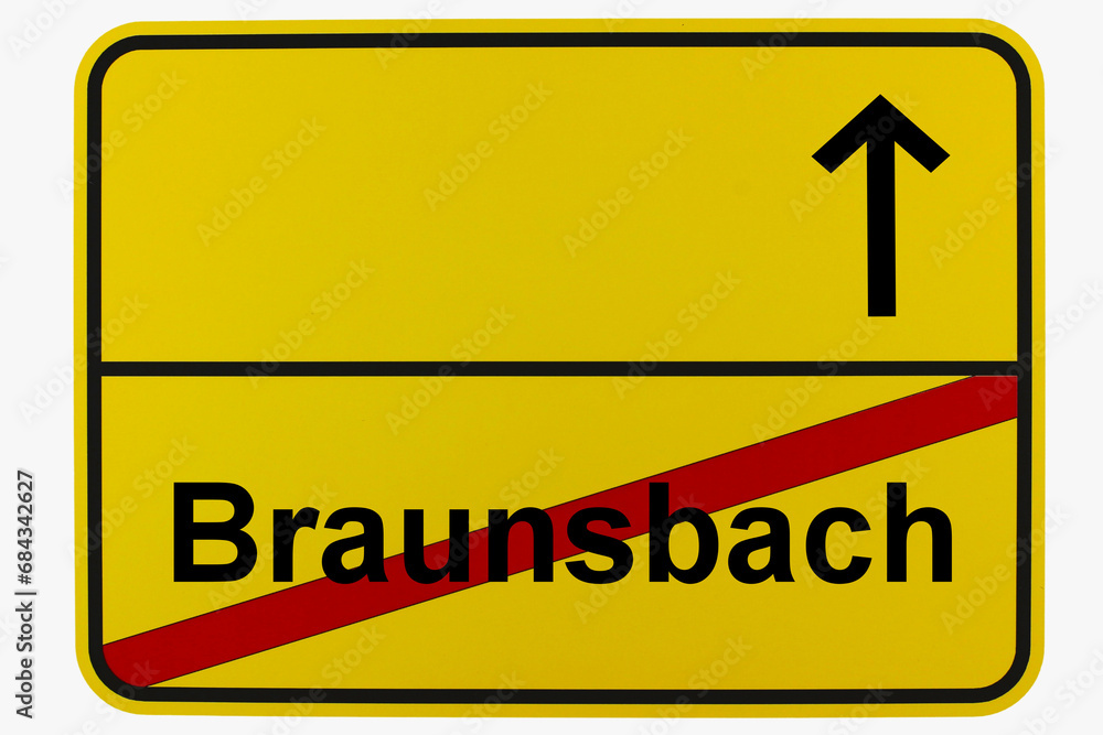Illustration eines Ortsausgangsschildes von Braunsbach in Baden-Württemberg Illustration eines Ortsausgangsschildes von Braunsbach in Baden-Württemberg