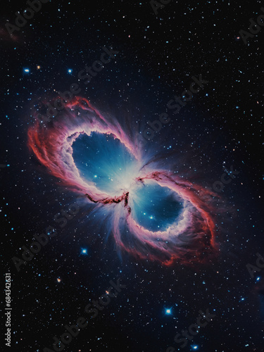 illustrazione di immaginaria spettacolare nebulosa vistra attraverso l'oculare di un telescopio