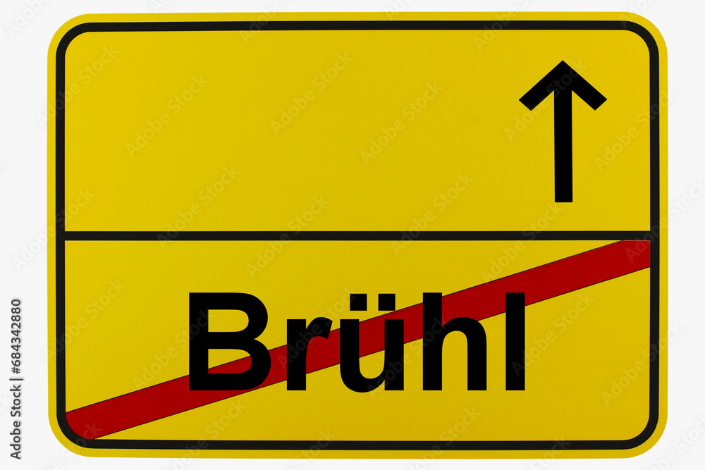 Illustration eines Ortsausgangsschildes von Brühl in Baden-Württemberg Illustration eines Ortsausgangsschildes von Brühl in Baden-Württemberg