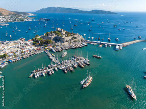 Aerial view of Bodrum on Turkish Riviera. View on Saint Peter Castle Bodrum castle and marina © Esin Deniz