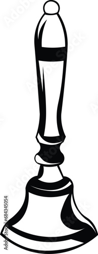 Cartoon Black and White Isolated Illustration Vector Of A Hand Bell