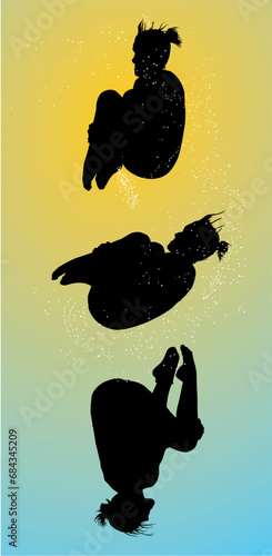 silueta, vector, ilustración, deporte, clavados