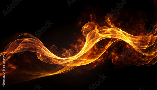Fire flame wave on black background wallpaper