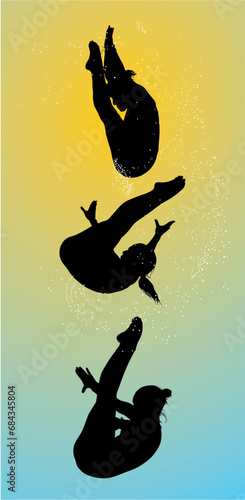 silueta, vector, ilustración, deporte, clavados