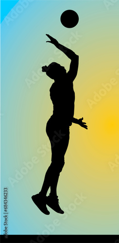 silueta, gente, vector, baile, deporte, voleibol, bola, salto