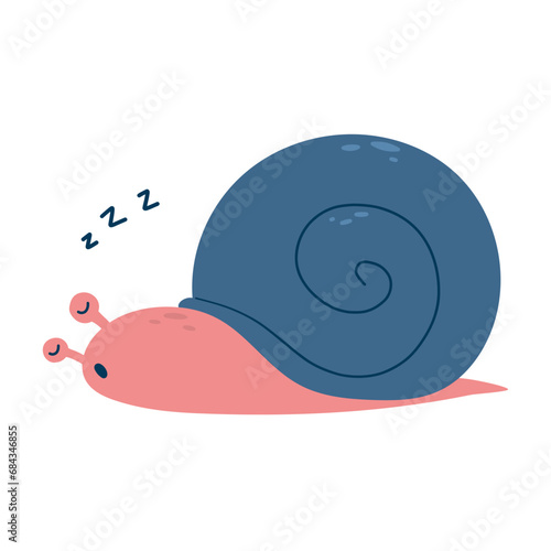sleeping snail cartoon illustration