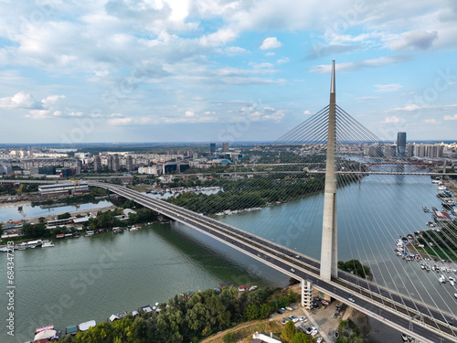 Most recent "Most na Adi" - literally Bridge over Ada - river island in Belgrade, Serbia