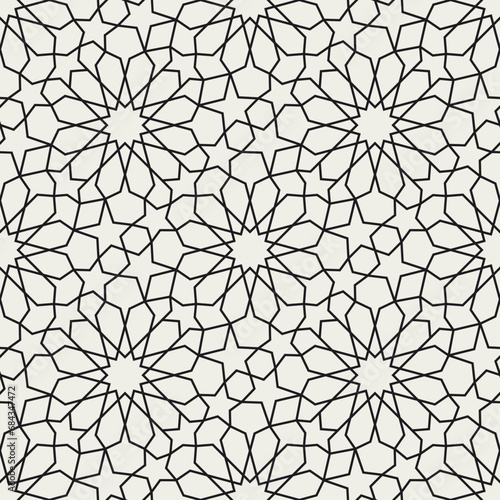 Morocco seamless pattern. Repeating marocco grid. Arabic background. Repeated simple moroccan mosaic motive. Islamic texture. Design rococo prints. Abstract arabesque patern. Vector illustration
