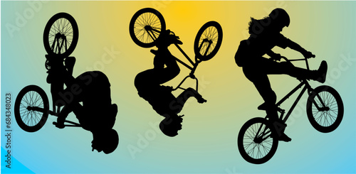 bici, silueta, deporte, ciclismo, ciclista, vector