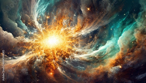 Big bang universe explosion, supernova blast, deep space (ID: 684348085)
