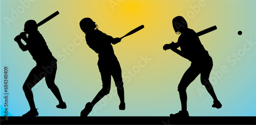 silueta, deporte, vector, bailes, ilustración, gente, besibol, besibolistas