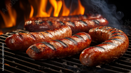  grilled sausages on the grill
