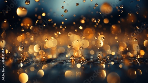 Water drops with bokeh effect, abstract background