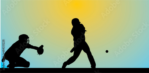 silueta, deporte, vector, ilustración, beisbol