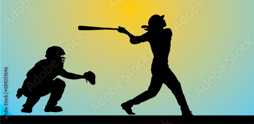 silueta, deporte, vector, ilustración, beisbol