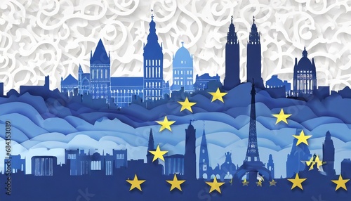 Brussels skyline made from cut out paper