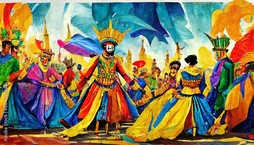 Obraz premium Carnival season illustration in a town